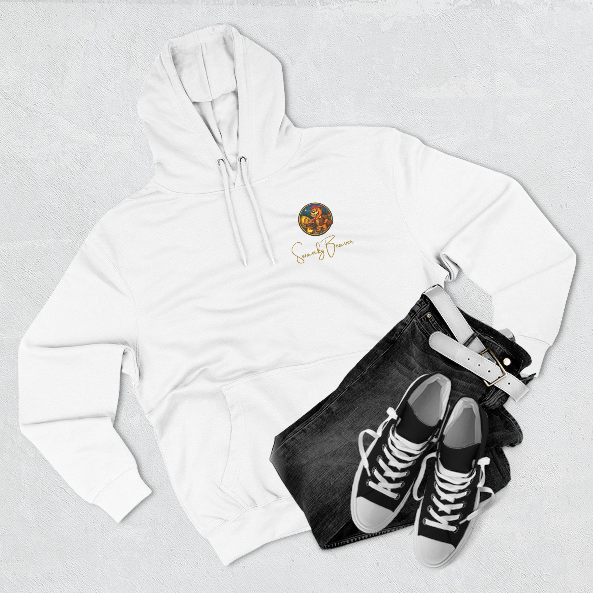 Hoodie "DAMgoodLIFE" Camping — Cozy Graphic Pullover with Swanky Beaver